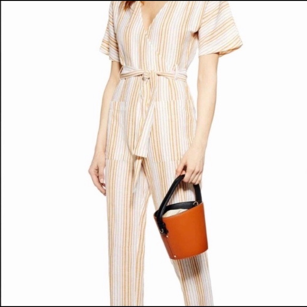 NWT Topshop size 6 linen striped jumpsuit